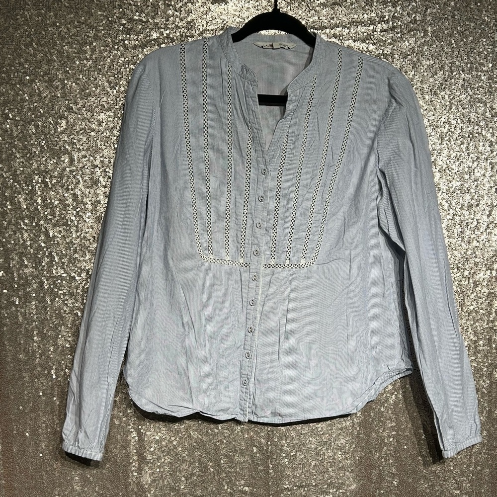 Vintage Laura Ashley Blouse - Size 8 - 80s UK-Made, Crochet Detail